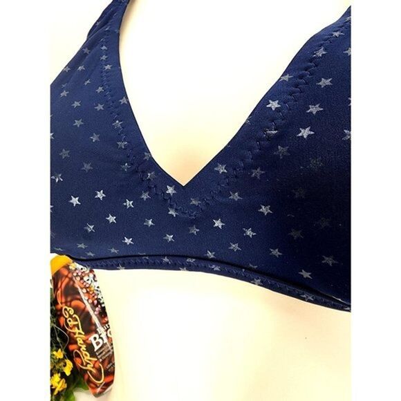 Triangle Bikini Top by Converse - Navy Blue with Stars, Criss Cross Back - MED - Picture 3 of 10